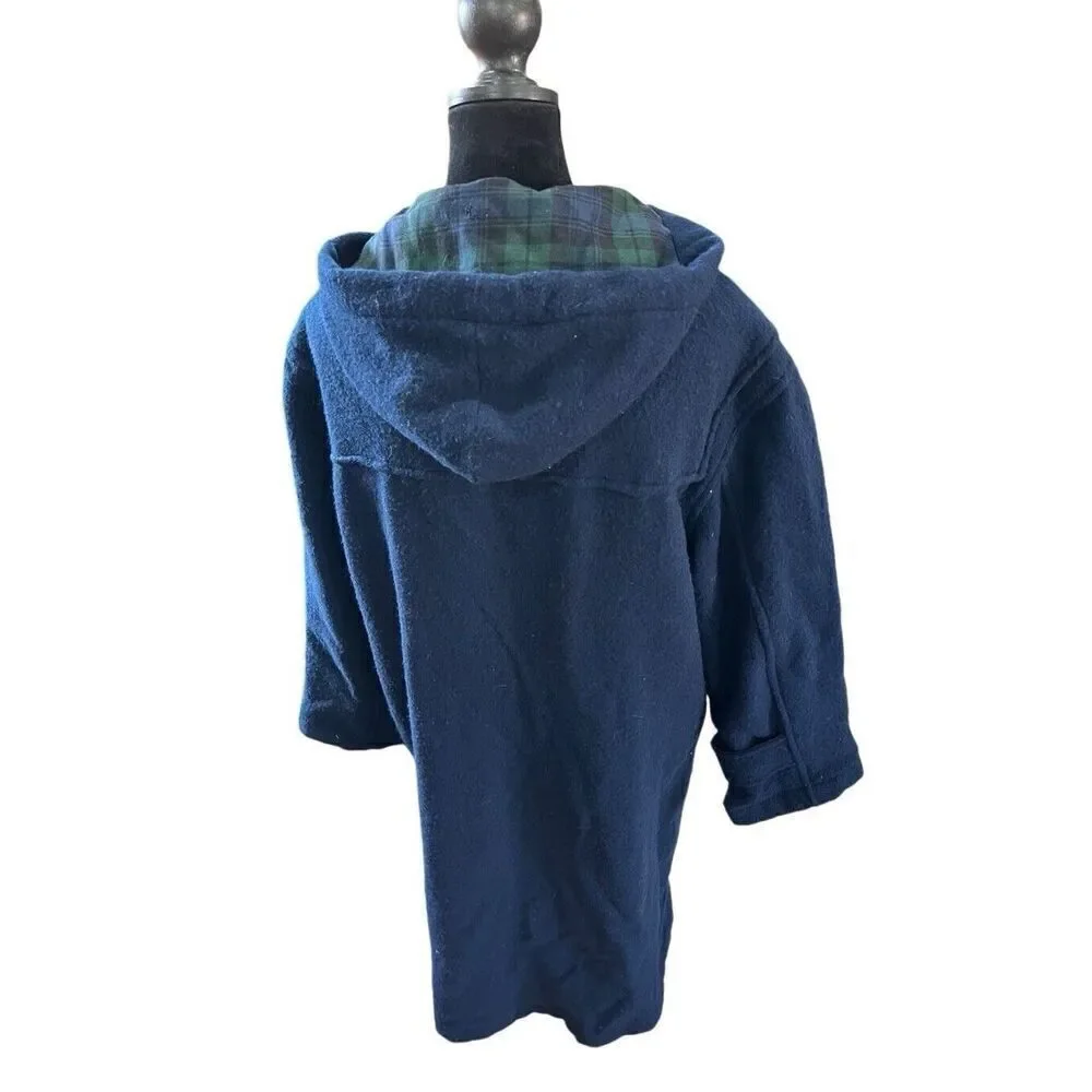 Vintage Polo Ralph Lauren Men’s S Hooded Toggle Coat, Navy Wool Twill Women’s M